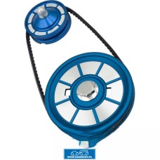 Zestaw kół pasowych wału korbowego i alternatora, aluminium, anodowane na niebiesko