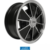 Felga aluminiowa, BRM, błyszcząca czarna z polerowaną krawędzią krawędzi i szprych, 7x17", 5x205, rozstaw tylny 5 5/8"