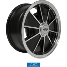 Felga aluminiowa, BRM, błyszcząca czarna z polerowaną krawędzią krawędzi i szprych, 7x17", 5x205, rozstaw tylny 5 5/8"