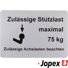 Naklejka „Zulässige Stützlast maximal 75 kg”